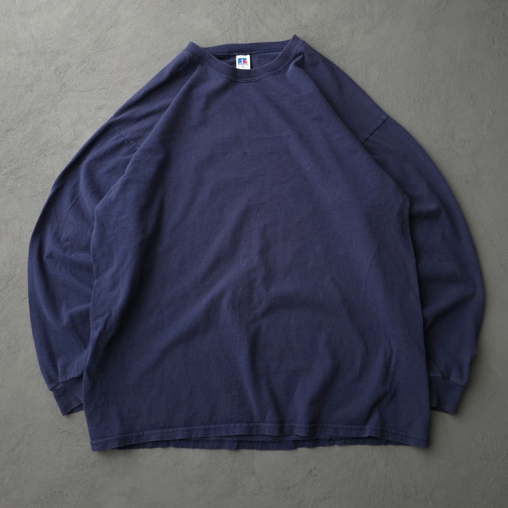 Vintage 90s Russell Athletic Navy Long Sleeve T-shirt XL Blank